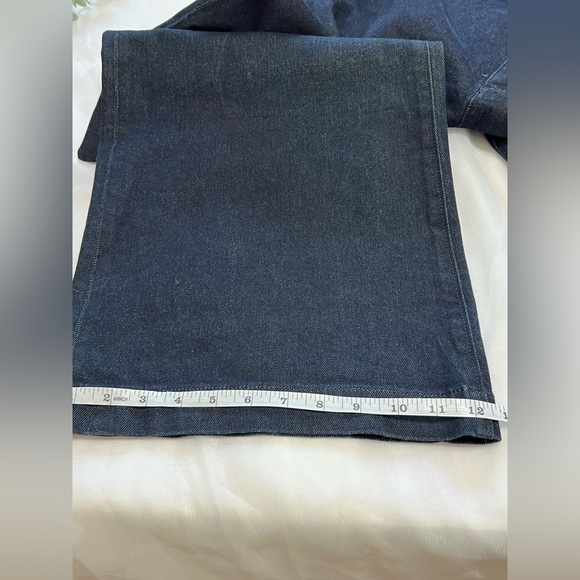 New Ann Taylor The Trouser Denim High Rise Wide Leg Jeans Size 12T Dark Wash - Picture 7 of 11